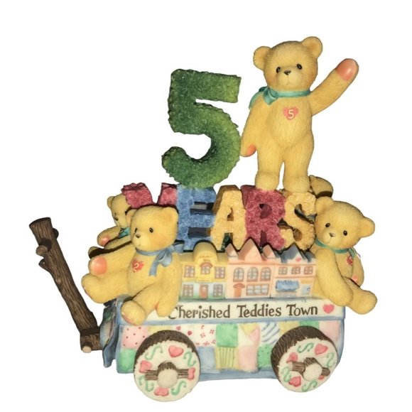 Cherished Teddies - Five Teddies on a Float - 5th Anniversary 1999 Members Only - Picture 2 of 9